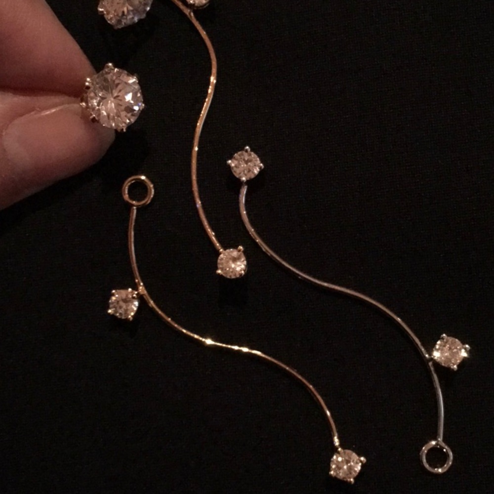 TWO EARRINGS IN ONE CZ STONES - Picture 4 of 6